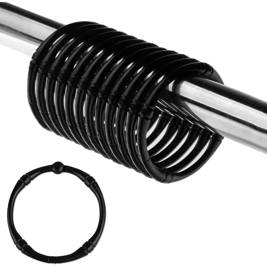 

Крючки для занавесок для душа, устойчивые к ультрафиолетовому излучению, декоративные кольца для занавесок для душа, металлические круглые крючки для душа для ванной комнаты, 12 шт., черные