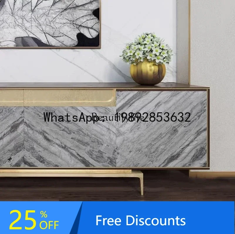 

HH2 110*Light luxury American solid wood marble pattern TV cabinet, postmodern living room decoration film and television