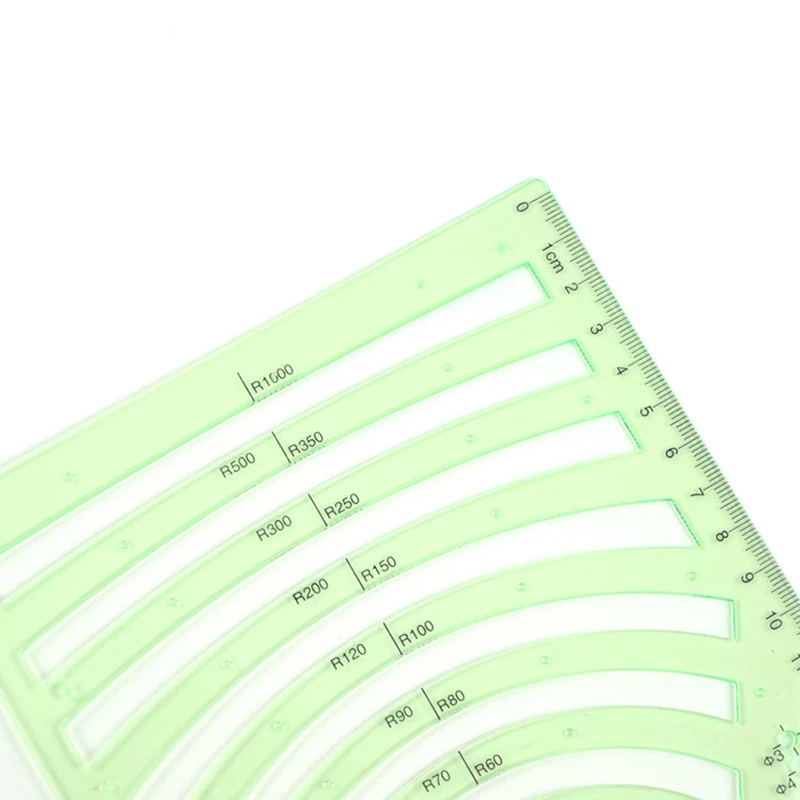 Green Plastic Circles Geometric Template Ruler Stencil Measuring Tool Stationery Students Drawing Curve Ruler