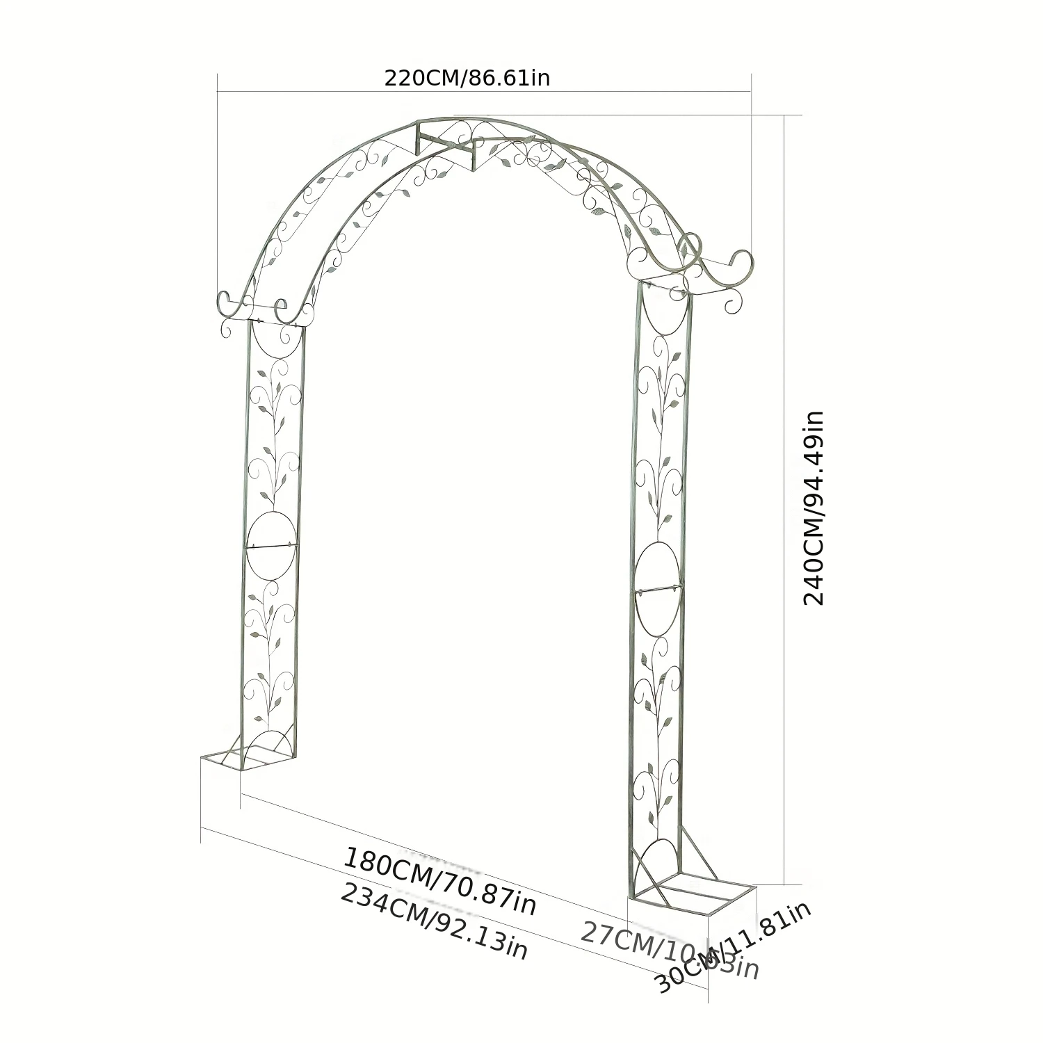 Directly from the Manufacturer: 1.8m Wrought Iron Garden Arches, European-Style Vintage Trellis, Rose Climbing Support Frame, Garden Decorative Flower Stand