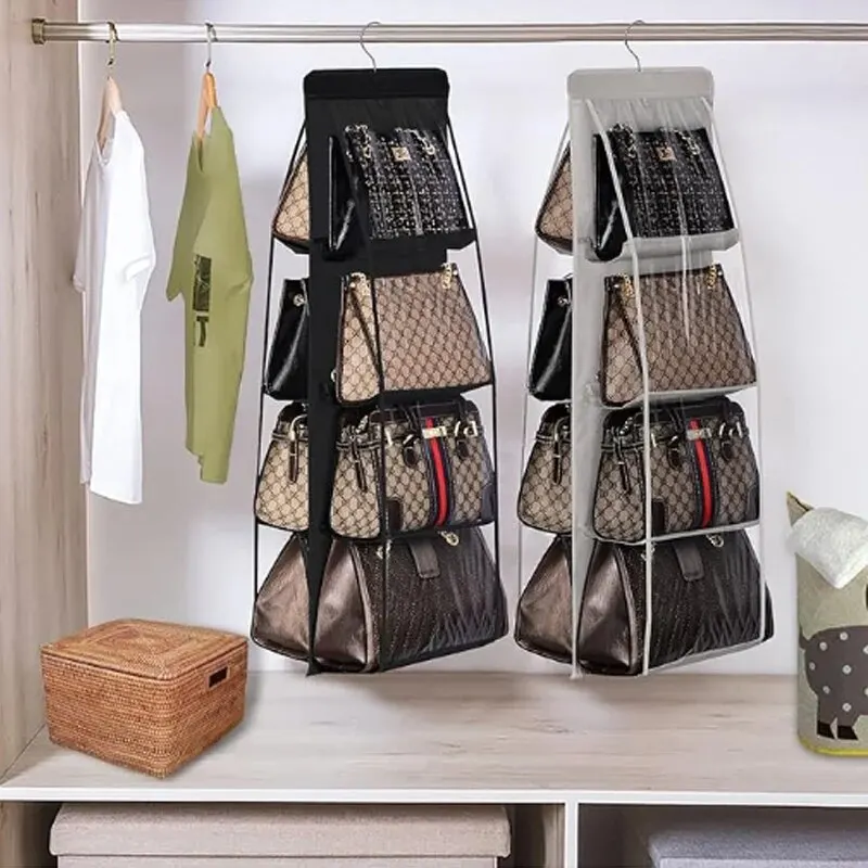 Handbag Hanging Storage Bag Storage Hanging Bag Non-Woven Multi-Layer Wardrobe Storage Dustproof Double-Sided Storage Bag