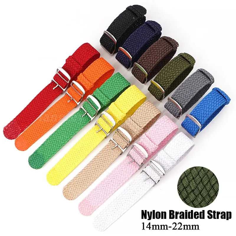 Fabric Woven Nylon Watchband 14/16mm/18mm/20mm/22mm For Perlon Replacement Wrist Watch Band Belt Strap Men Women Sport Bracelet