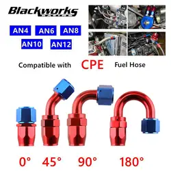 Universal AN4/AN6/AN8/AN10/AN12 Straight 0°/45°/90°/180° Degree Oil Fuel Swivel Hose End Fitting Oil Hose End Adaptor Kit Red
