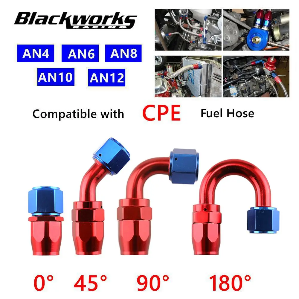 Universal AN4/AN6/AN8/AN10/AN12 Straight 0°/45°/90°/180° Degree Oil Fuel Swivel Hose End Fitting Oil Hose End Adaptor Kit Red