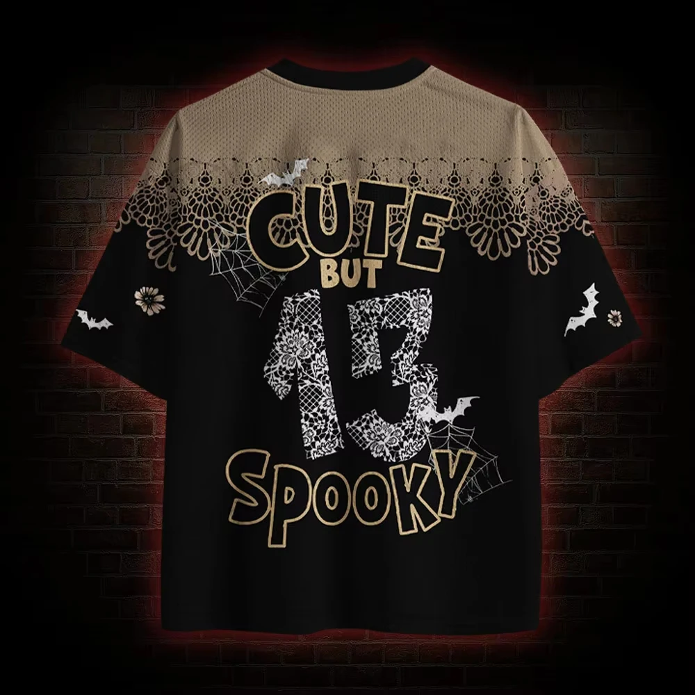 Halloween Limited V-neck Short Sleeved Shirt, Horror Night Pumpkin Head Short Sleeved Shirt,Trendy Sportswear,Full Print T-shirt