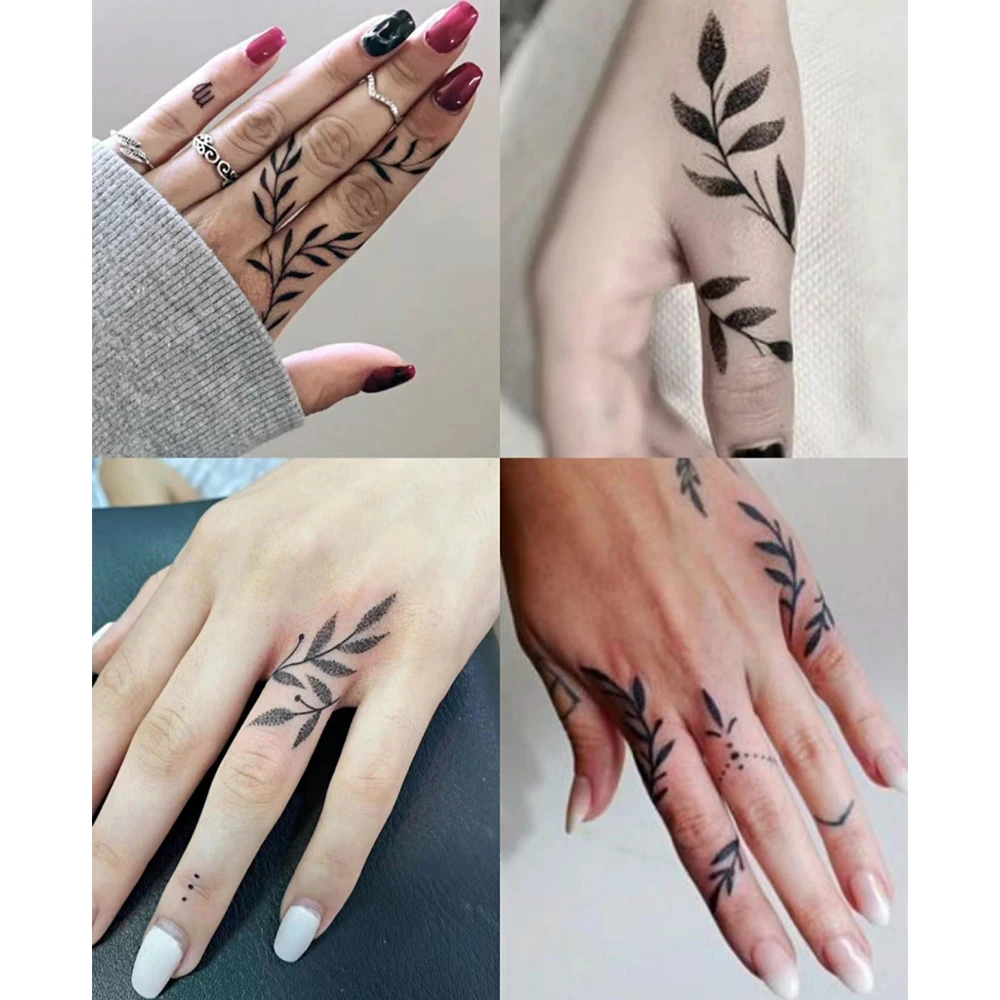 Small Tiny Temporary Tattoos For Women Finger Hands,10 Sheets Bulk Mini Cute Black Long Lasting Cartoon  Fake Tattoos