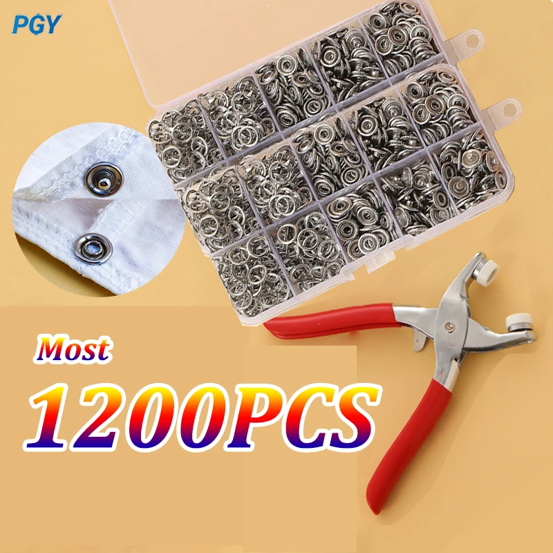 400-1200PCS Plier Tool Metal Snap DIY Craft Supplies Sewing Button Thickened Snap Fastener Kit  for Installing Sewing Bag Clothe