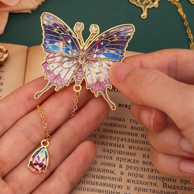Retro Metal Butterfly Bookmark Pendant Chinese style Metal Bookmark Student Gift Stationery Book Page Clip Teacher