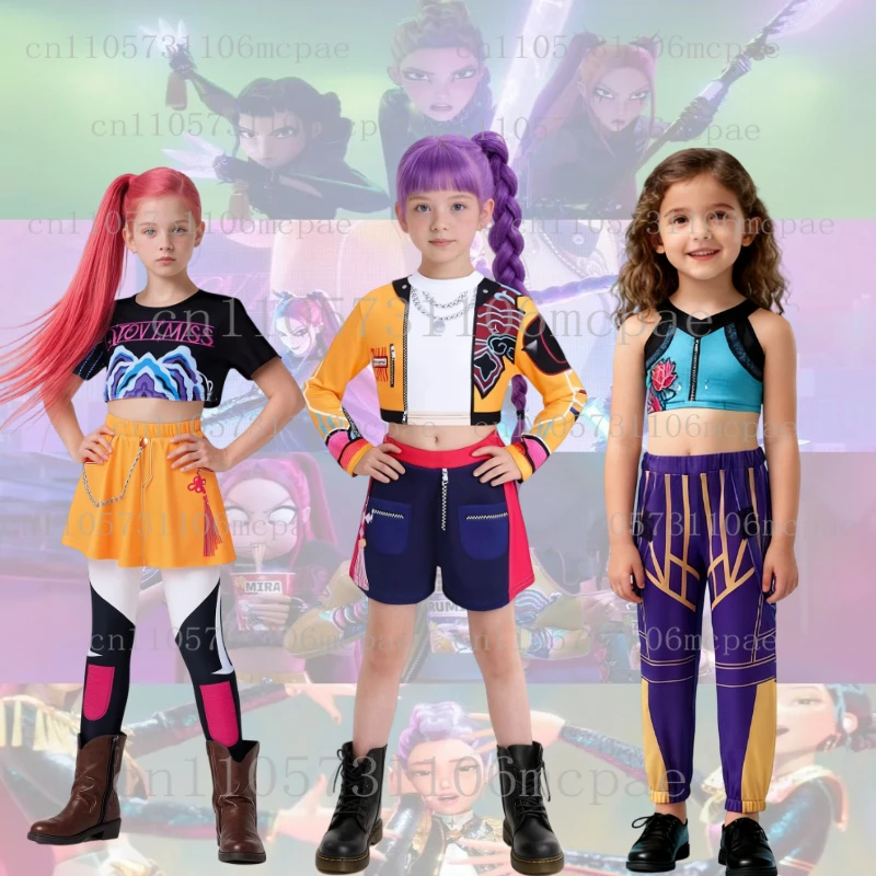 

K-POP Hunter Girl Group Cosplay Costume Halloween Performance Milk Silk Polyester Street Style Sexy Trendy Demon Hunter Outfit