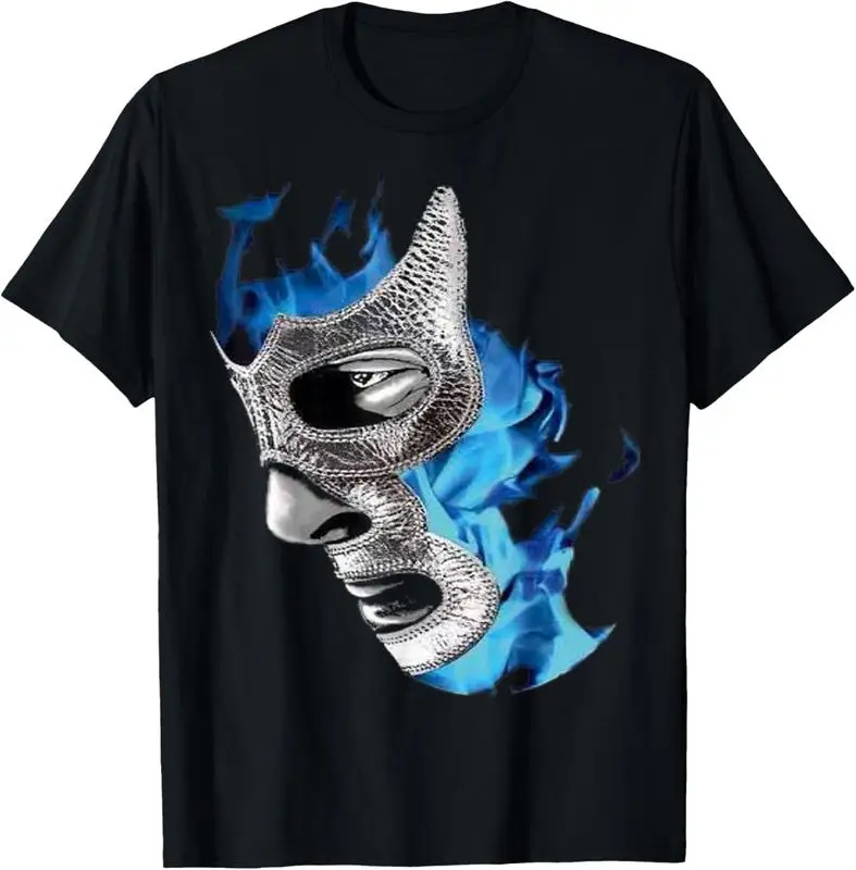 

Футболка унисекс из 100% хлопка Demon Blue Lucha Libre Mexican Wrestler Legend с графическим рисунком, повседневная мужская и женская футболка