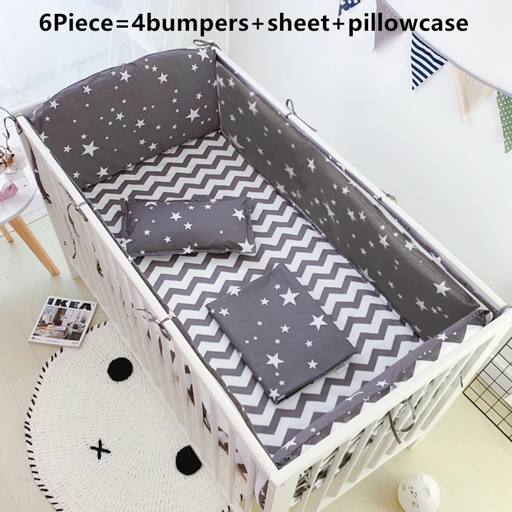 6/9Pcs 100% Cotton Crib Bed Linen Kit Cartoon Animal Baby Bedding Set baby bed sets baby crib protector