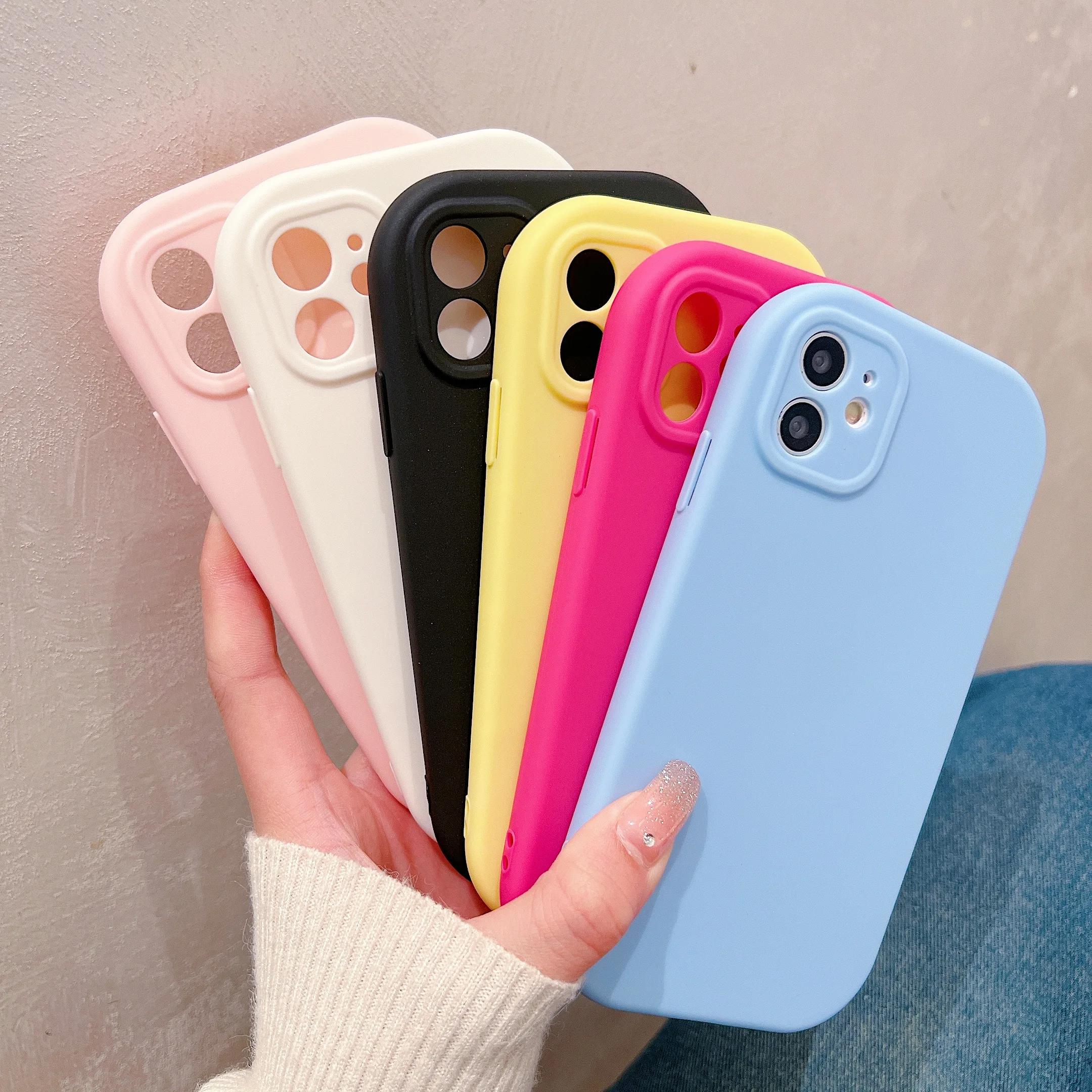 Candy Color Phone Case for iPhone 13 Funda iPhone 11 14 15 Pro Max 12 XR X Xs 7 8 Plus 15pro 13pro 13promax Soft Silicone Covers