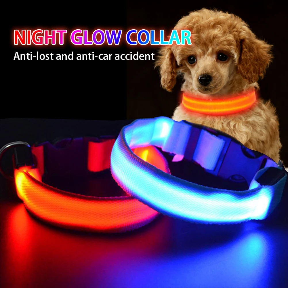 LED Dog Collar Glowing Up Anti-lost Pet Products Night Safety Collars with Batteries Pet Necklace Glow Collar for Small Dogs Cat