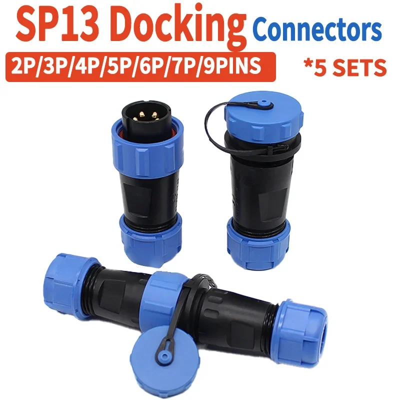 

5Sets SP13 Waterproof Connector IP68 Aviation Plug Male Female Socket Set Docking Electric Panel Install 2/3/4/5/6/7/9 Pin