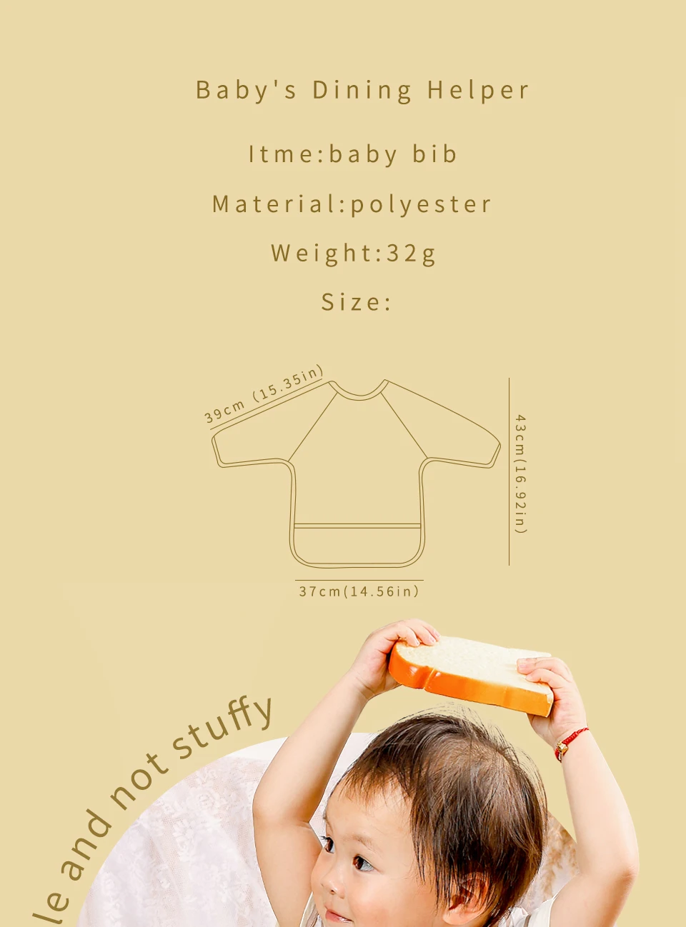 Kangobaby # Mein weiches Leben # Neue wasserdichte Baby ärmellose Lätzchen Mode Ganzkörperabdeckung – Detail 2