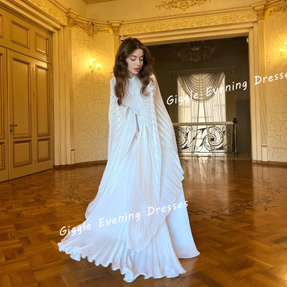 Giggle Chiffon O-Neck Pleating Elegance Prom Gown Saudi Arab Fairy Summer Floor-Length Evening Party Dresses for Women 2024