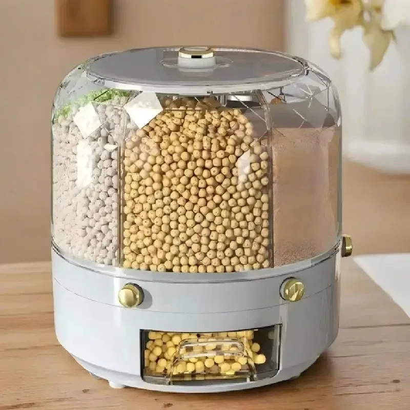 防湿米バケツ回転式密封穀物バケツ食品ボックス実用的な収納ボックスキッチン家庭用収納用品