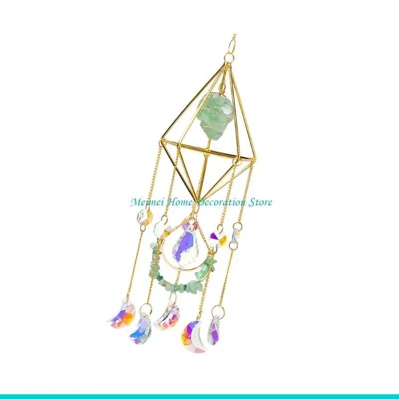 H7BF Natural Crystal Prisms Wind Chimes Sun Catchers For Garden Outdoor Home