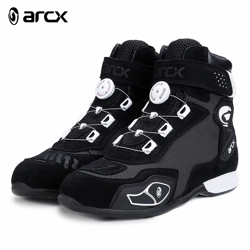 ARCX Black Motorcycle Riding Protective Boots Men\'s Shoes Summer Breathable Knob Adjustment Design Anti-fall Durable Equipment