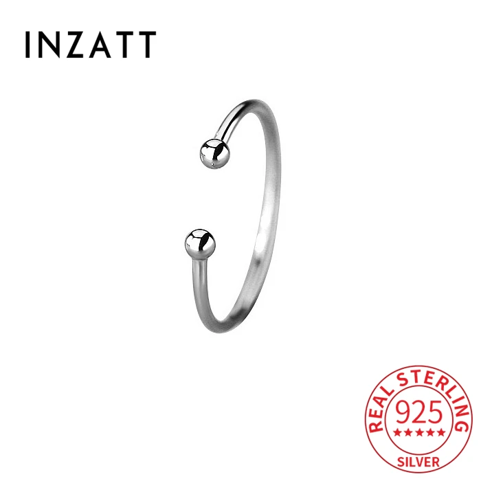 

INZATT INS Real 925 Sterling Silver Bead Adjustable Ring For Fashion Women Classic Fine Jewelry Minimalist Geometric Bijoux