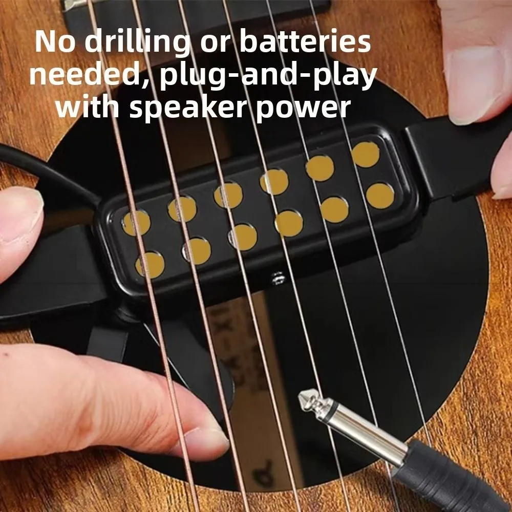 

12-Hole Design Acoustic Guitar Pickup Tone Knobs Adjustable Volume Guitar Transducer Stable Clip-On Style Guitar Amplifier