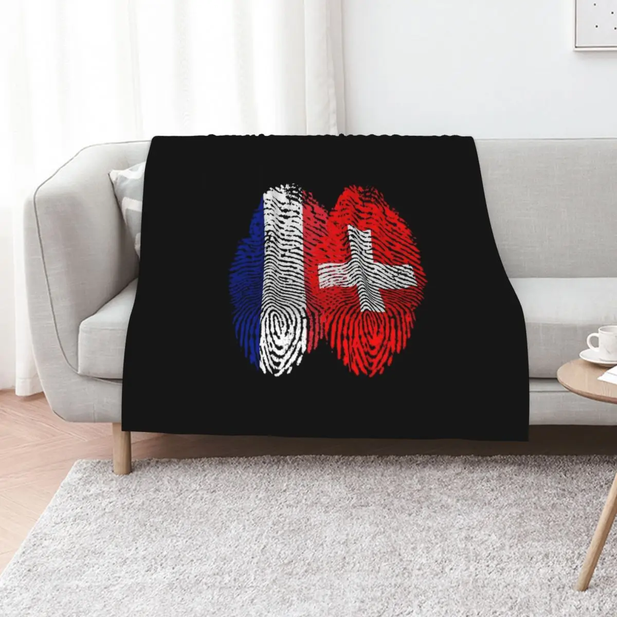 France Switzerland Flags Fingerprint united Throw Blanket Decoratives Heavy Thins For Sofa Thin Cute Blankets