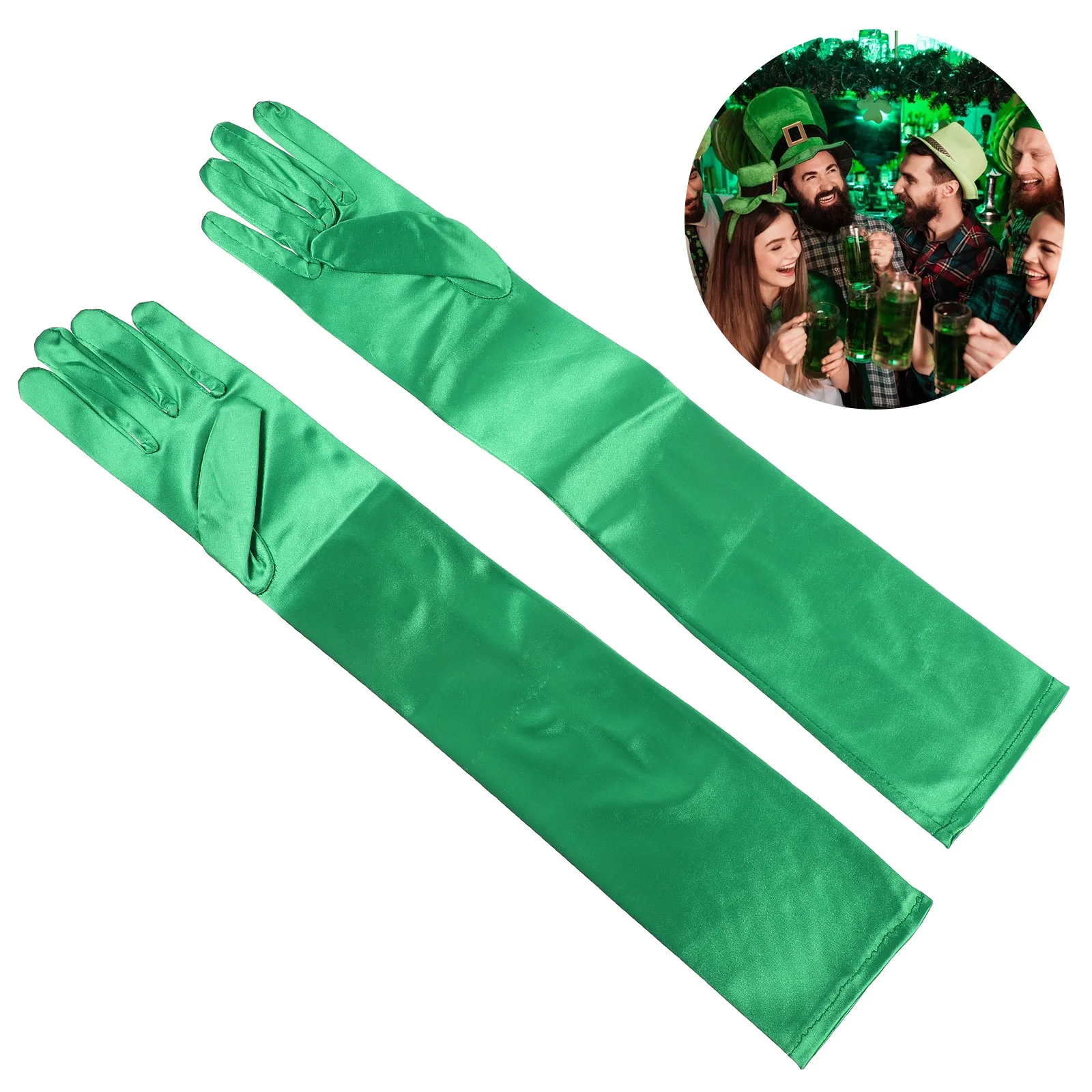 

1Pair St Patrick's Day Long Gloves High Quality Polyester Comfortable Costume Prop Festival Party Accessories Arm Warmers