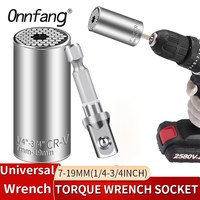 Onnfang 1/4-3/4inch Universal Torque Wrench Head Set Socket Sleeve Grip Power Drill Ratchet Spanner Key Magic Multi Hand Tools