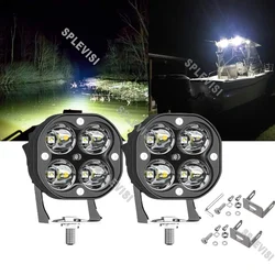 2x Pontoon Boat Docking Headlights, Marine Led Light for Kayak Bass Jon Fishing Boat Spreader Light, T-top, Deck, Driving Lights