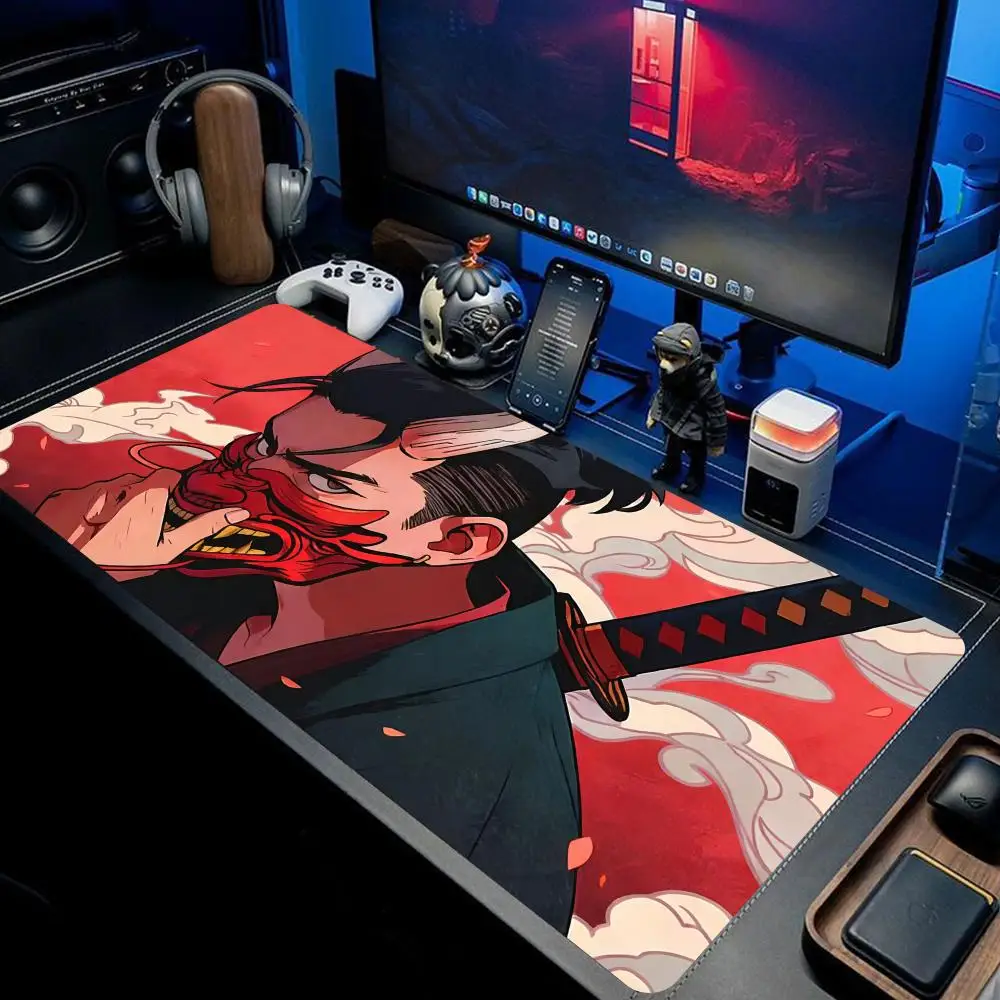

Gamer Mouse Pad Oni Devil Mask Rubber Mouse Mat Anime Girls Large Gaming Game HD Print Keyboard Pad Non-Slip Desk Mat HYBXXC