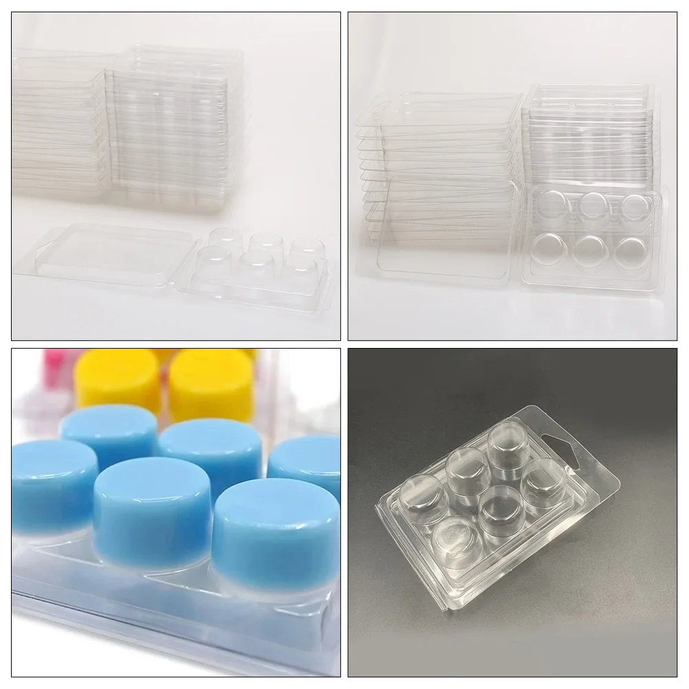 

25pcs Pvc Wax Melt Clamshells 6-Compartment Storage Case Reusable Leakproof Packaging Containers For Wickless Wax Candles