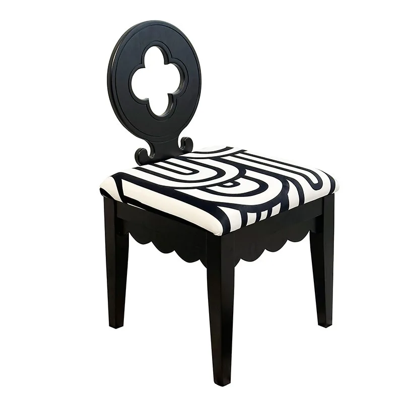 

Household medieval dining chair, ash wood chair, French four-leaf clover, solid wood back chair