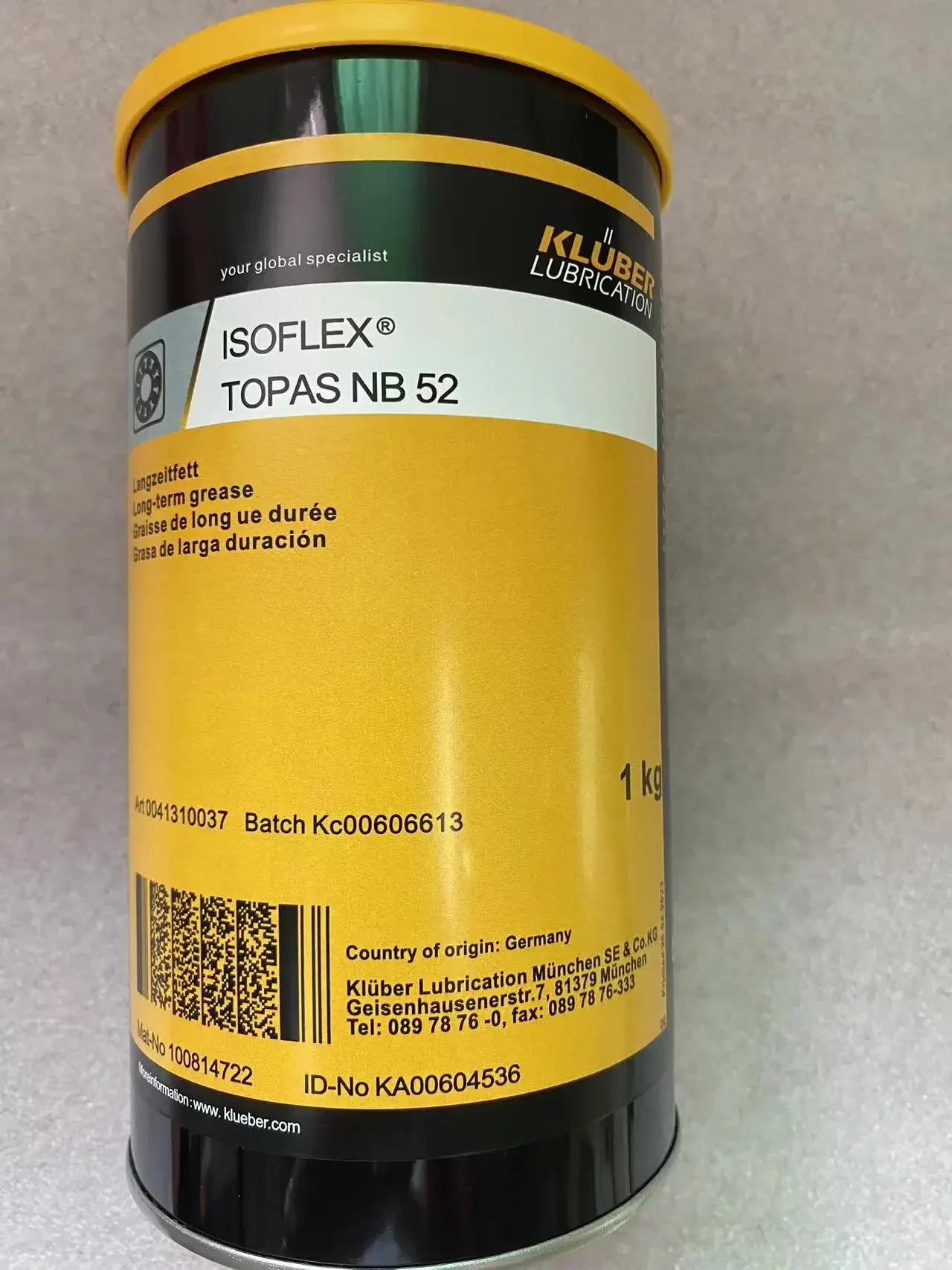 KLUBER Lubricants NBU 15 Bearing Grease 1KG Industrial ISOFLEX NBU15 for Precision Gear