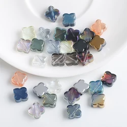 10mm Smooth 30Pcs Medium Hole Clover Crystal Pendant Lucky Grass Electroplated DIY Necklace Bracelet Beaded Jewelry Accessories