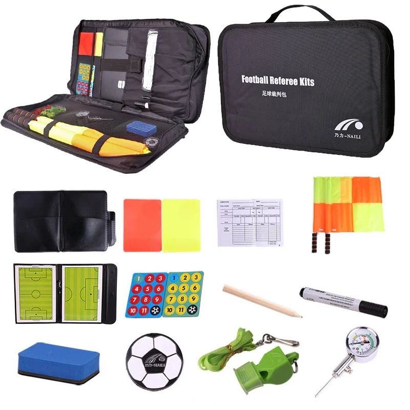 Soccer Referee Bag Coin Cards Whistle Set Professional Football Red And Yellow Card Referee Flag Kit Sports Training Equipment