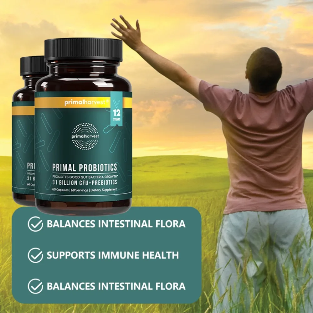 Prebiotics and Probiotics for Both Men and Women, Protect Gut Health, 12 Active Strains of Probiotics Promote Digestive Health
