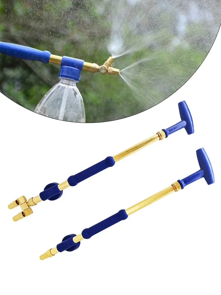 Garden Manual Spray Watering Head Adjustable Pull Rod Nozzle Single Double Water Bottle Interface Brass Sprayer Hot Sale