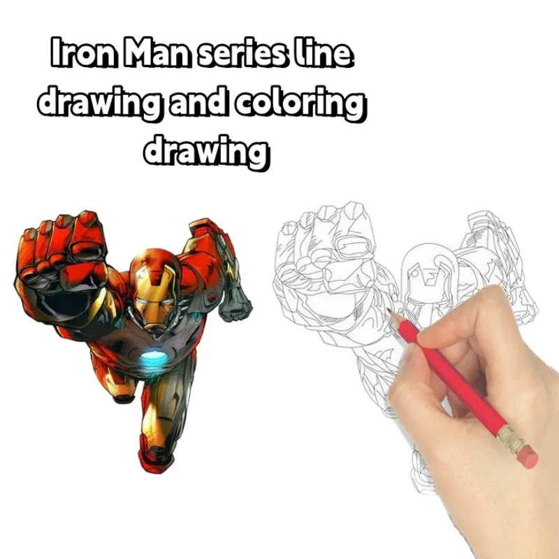 Carte de copie de dessin au trait Marvel Iron Man pour enfants, parc graffiti créatif, parc peint à la main, dessin simple, personnalité, bricolage