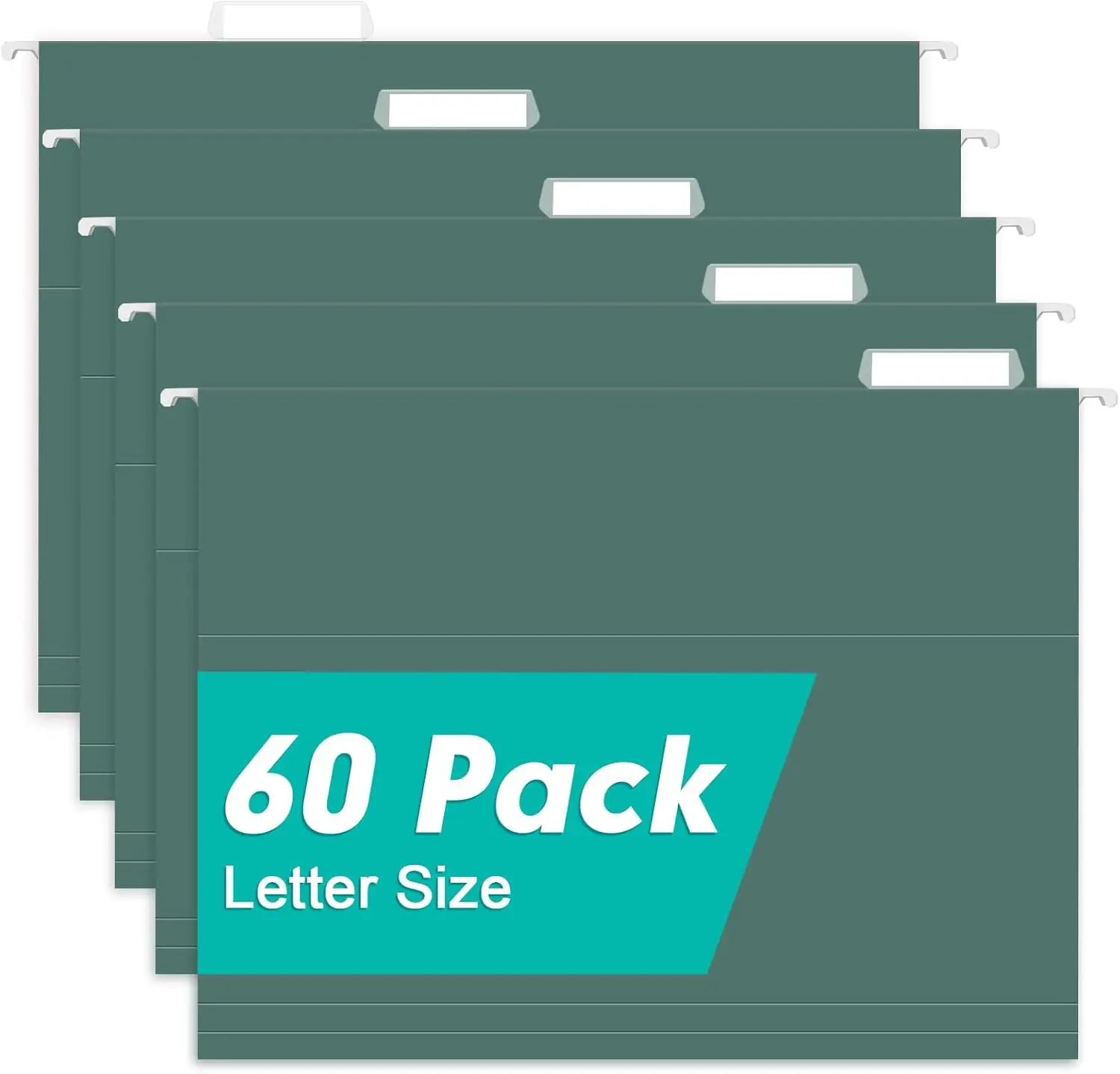 

Extra Capacity Hanging File Folders, 60 Pack Reinforced Letter Size with Heavy Duty Expansion for Bulky Files, Green