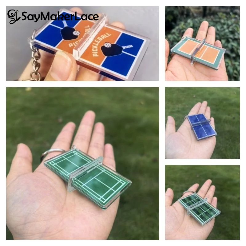 على الوجهين ملعب كرة الريشة الصغيرة كيرينغ الاكريليك الريشة سلسلة مفاتيح مصنوعة من الأكريليك تنس الطاولة تنس المحكمة تنس الطاولة مفتاح حامل #1