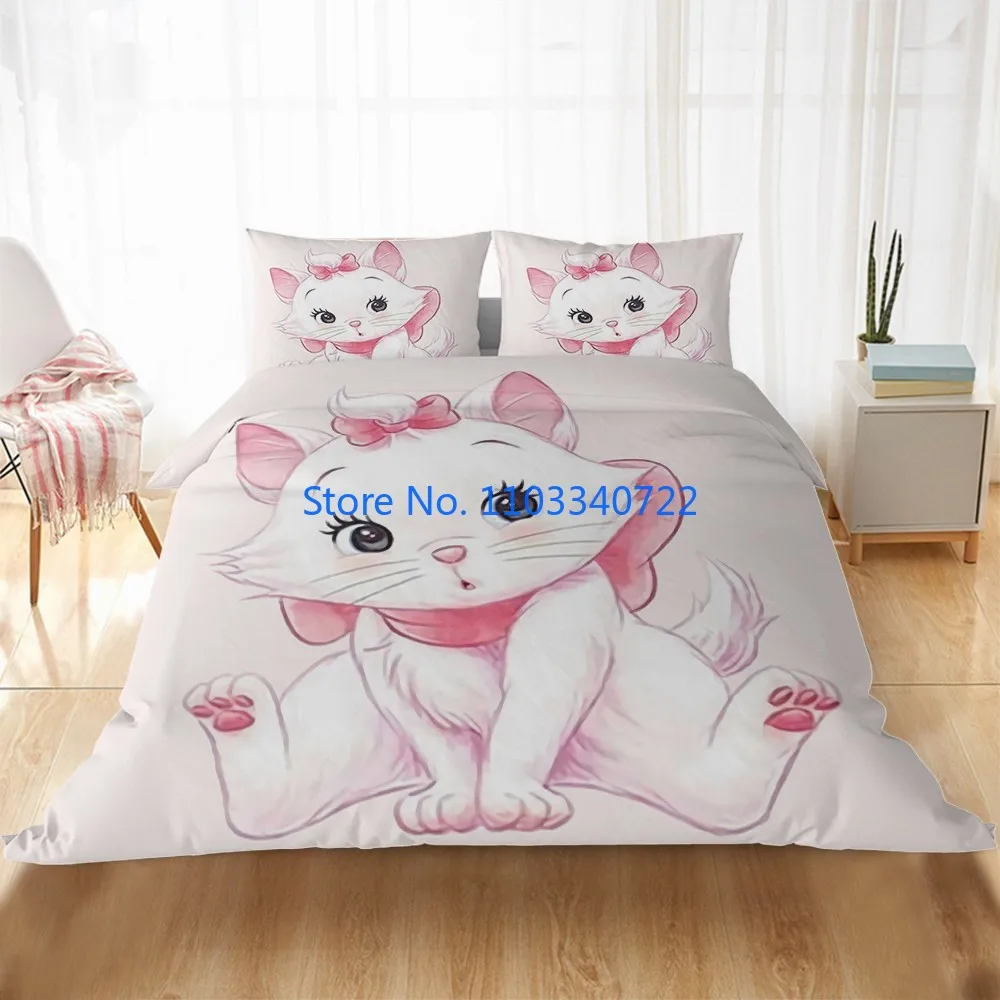 Cute Marie Cat Cartoon Bedding Sets Duvet Cover Set 3D Print Comforter Cover Bedclothes for Boy Girl Bedding Sets Bedroom Decor