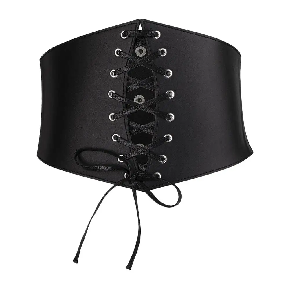 

Wide Waist Corset Adjustable Imitation Lace Up Daily Banquet Wide Waist Belt Party Corset Belt Use Durable PU