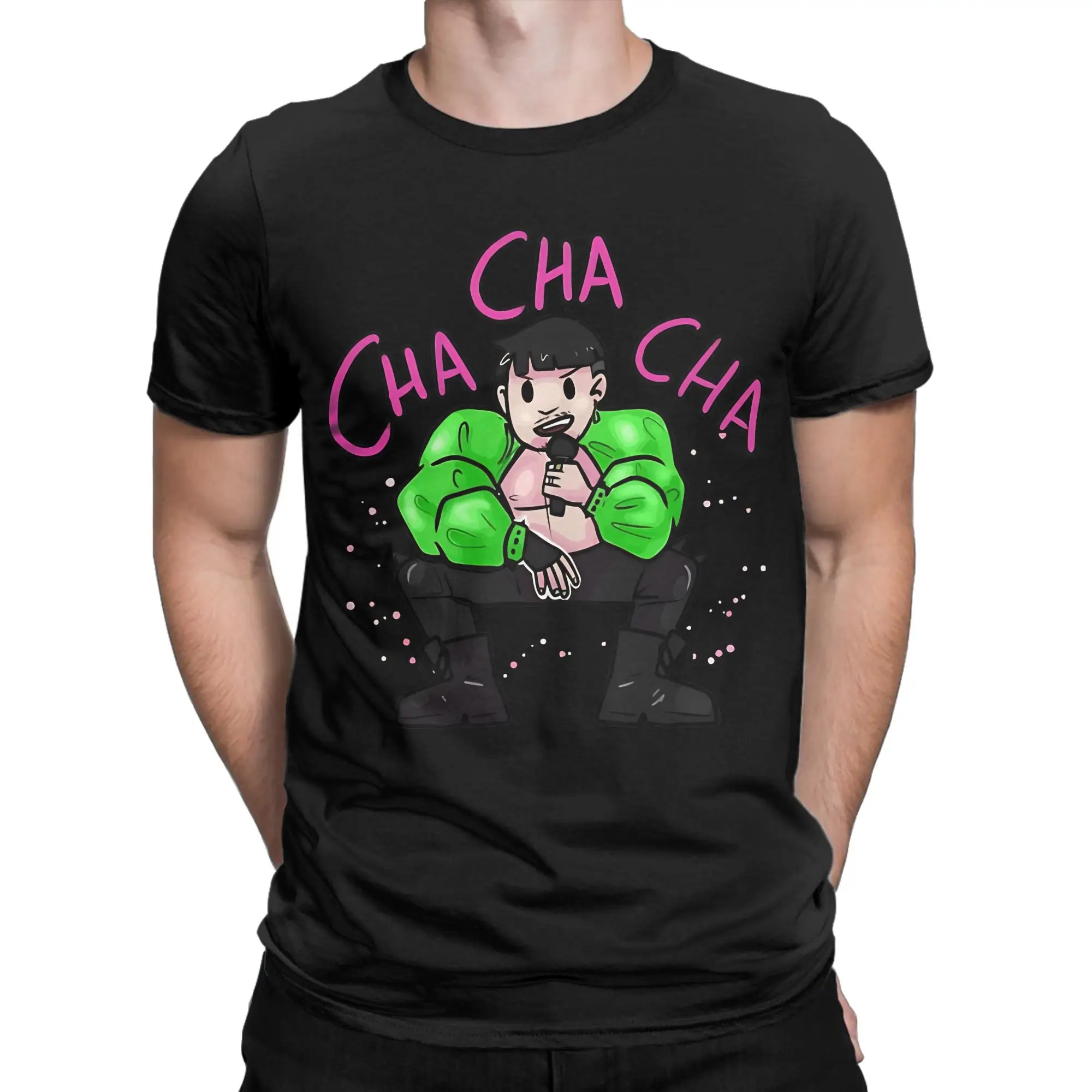 Stylized Punk Character Novelty 100% Cotton T-Shirt Kaarija Cha Cha Cha Tees Tops For Men