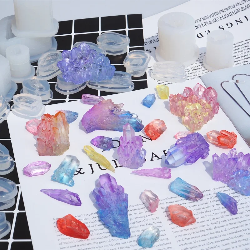 Diy Kristal Epoxyhars Mal Kristallen Cluster Stenen Ornamenten Mat Decoratieve Siliconen Mal