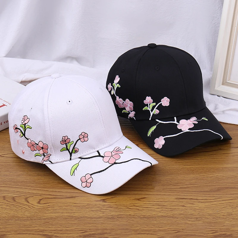 Women Flower Embroidery Baseball Caps Fashion Plum Spring  display picture 1