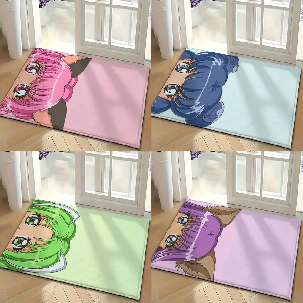 Magical girl Tokyo M-Mew M-Mew Floor Mat Soft Non Slip for Entry Door Bathroom Indoor Home Decorative Carpet