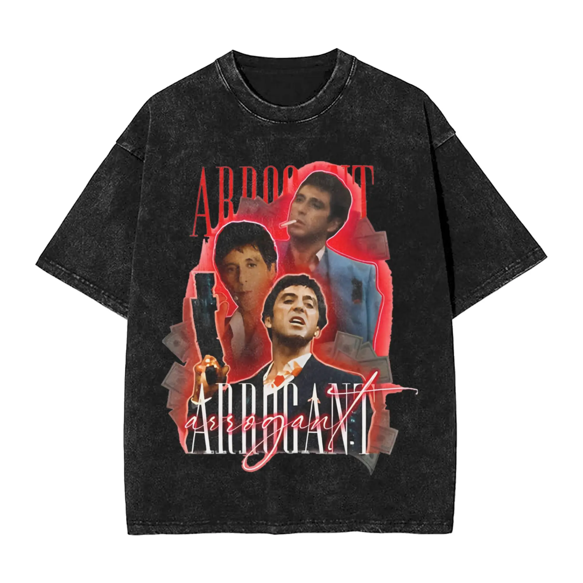 Day Gift Retro Vintage Scarface Tony Montana Al Pacino Washed T Shirts Streetwear Hip Hop Vintage T-Shirt  Tees Oversize Printed