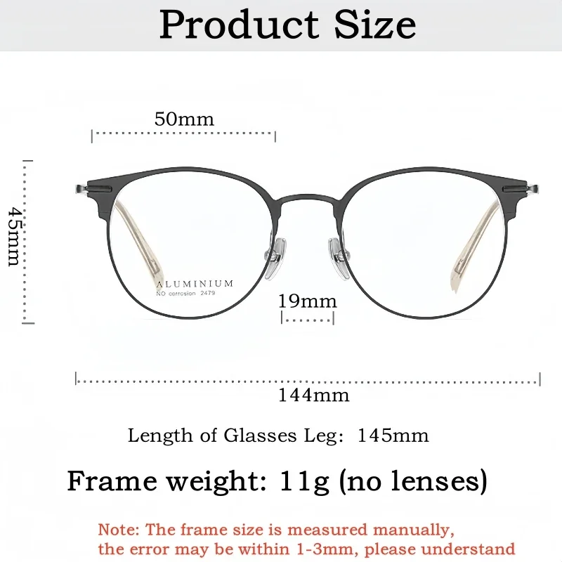 OLLYMURS الرجال والنساء ريترو نظارات دائرية خفيفة للغاية الألومنيوم والمغنيسيوم موضة النظارات الطبية البصرية إطارات 2479