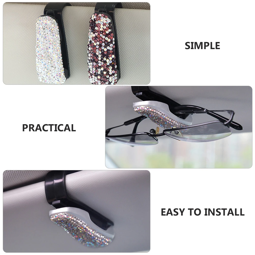 

2 Pcs Car Glasses Clip Case Holder Sun Visor Windshield Sunglasses Eyeglasses Organizer Durable Plastic Storage Solution
