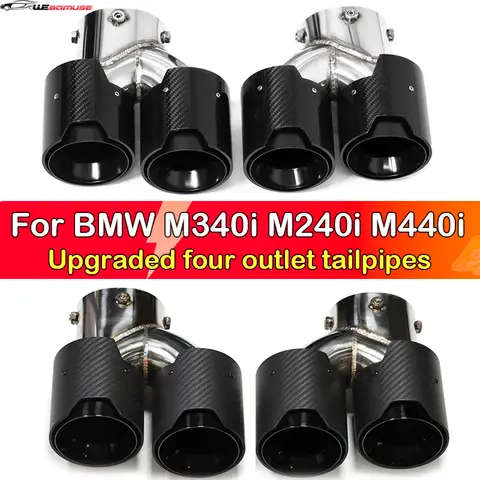 BMW G20 G21 M340i G42 440i G22 M240i 듀얼 4 아웃 M 배기 탄소 섬유 머플러 팁 배기 시스템 노즐 테일 파이프 2020 + BMW G20 G21 M340i G42 440i G22 M240i 듀얼 4 아웃 M 배기 탄소 섬유 머플러 팁 배기 시스템 노즐 테일 파이프 2020 +